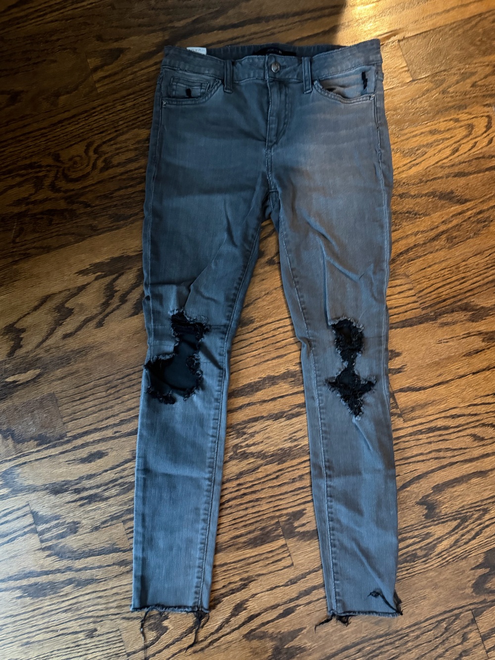Joe's Jeans Faded Blue Skinny Jeans with Black Distressed Patches